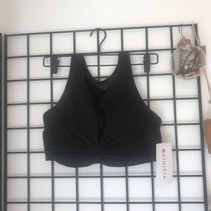 NWT Athleta Black Twist Front Crop/Sports Bra Top